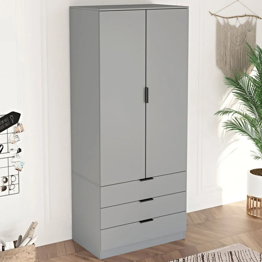 Phoenix 2 Door 3 Drawer Wardrobe - Grey image