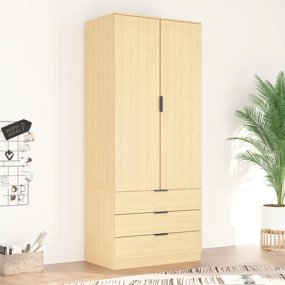 Phoenix 2 Door 3 Drawer Wardrobe - Oak Effect