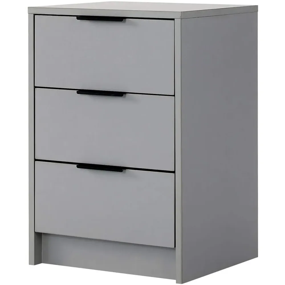 Phoenix 3 Drawer Bedside Storage Unit - Grey