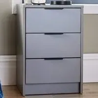 Phoenix 3 Drawer Bedside Storage Unit - Grey