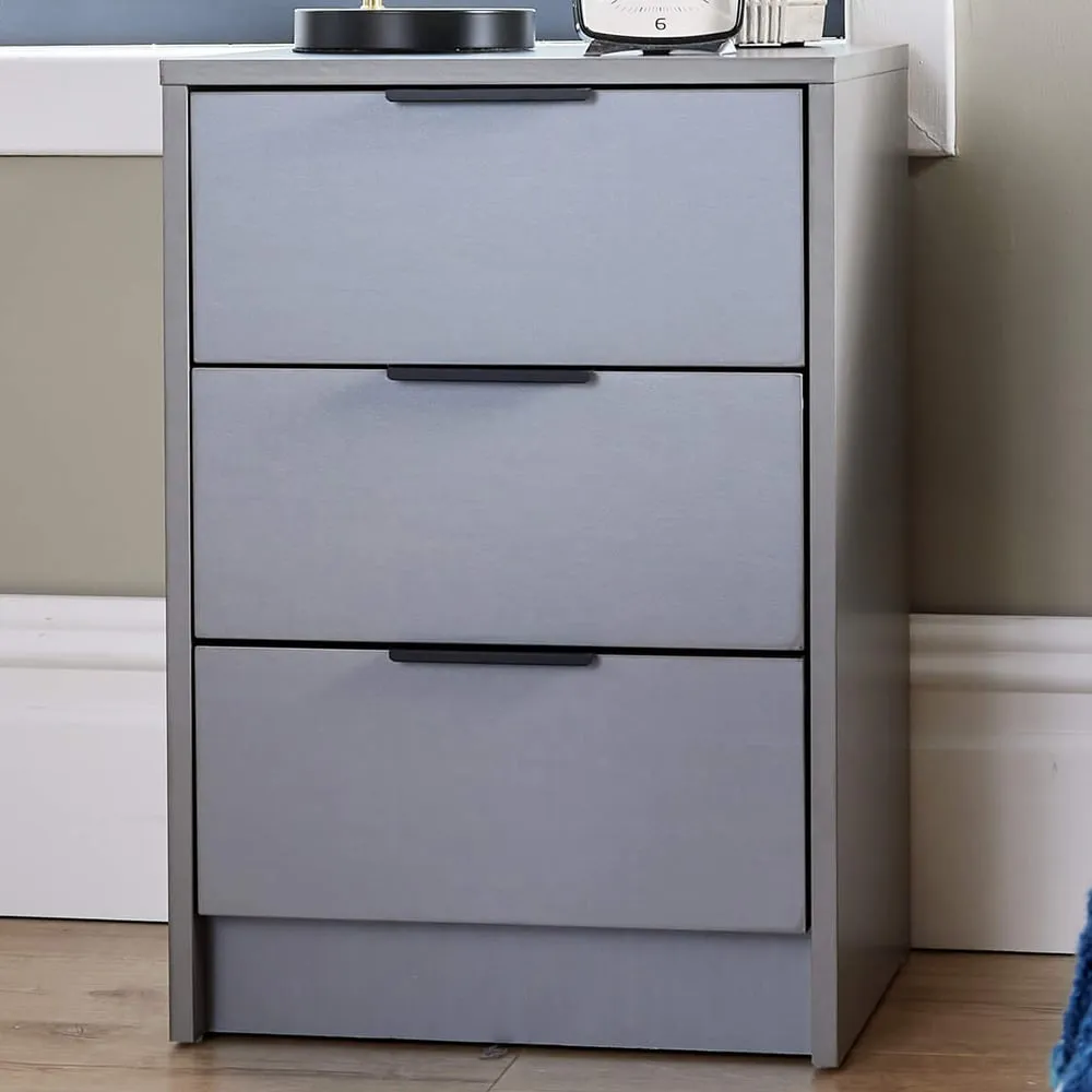 Phoenix 3 Drawer Bedside Storage Unit - Grey image