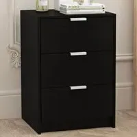 Phoenix 3 Drawer Bedside Table - Black