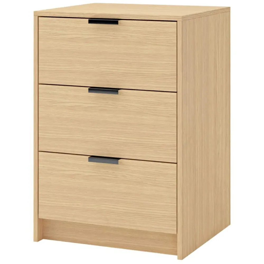 Phoenix 3 Drawer Bedside Table - Brown, Oak Effect