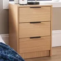 Phoenix 3 Drawer Bedside Table - Brown, Oak Effect