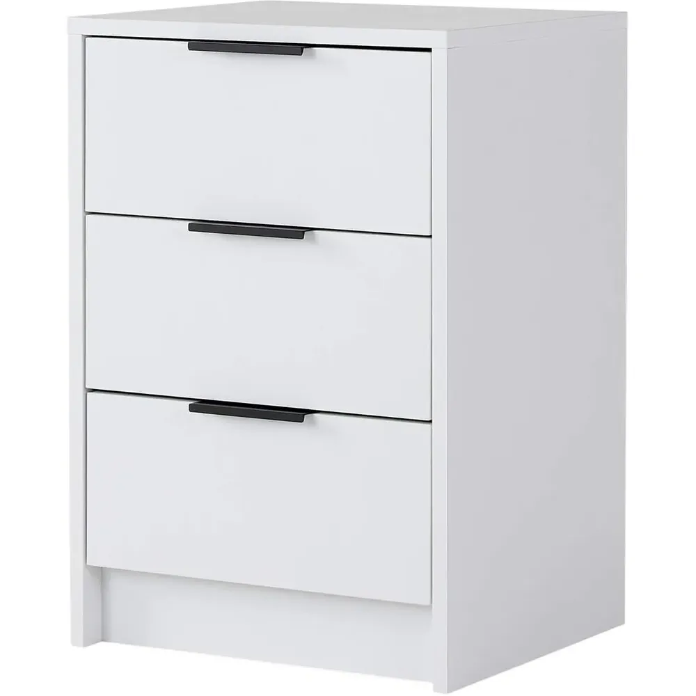 Phoenix 3 Drawer Bedside Table - White