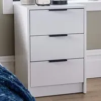 Phoenix 3 Drawer Bedside Table - White