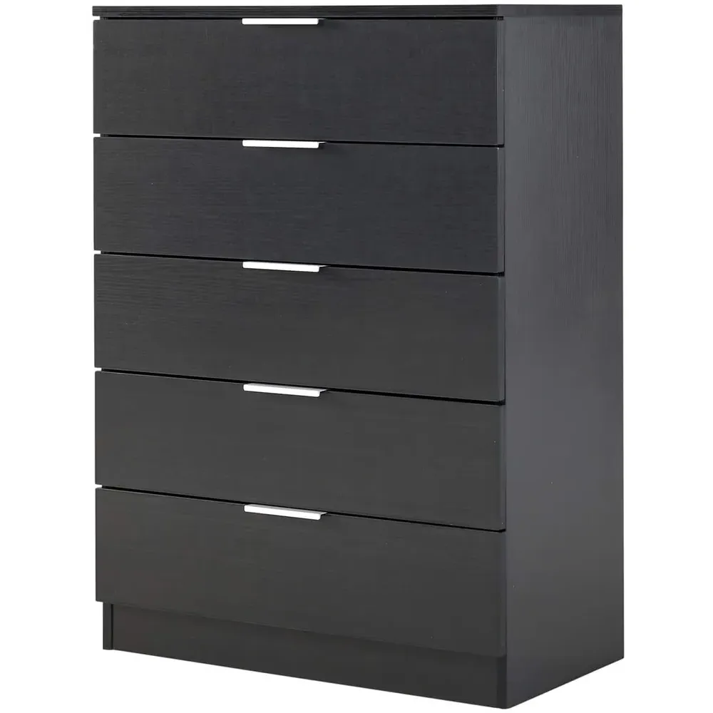 Phoenix 5 Drawer Chest of Drawers - Black