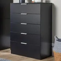 Phoenix 5 Drawer Chest of Drawers - Black