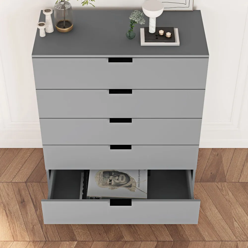 Phoenix 5 Drawer Chest of Drawers - Grey