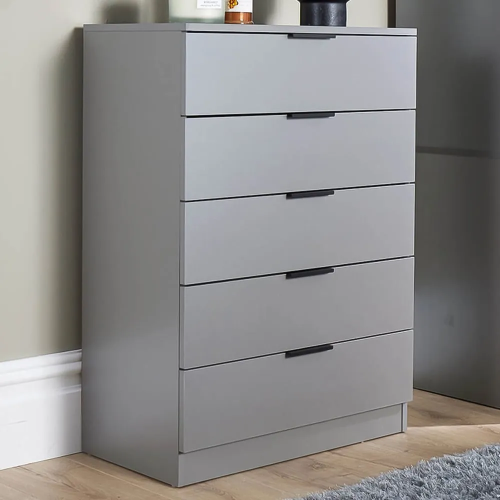 Phoenix 5 Drawer Chest of Drawers - Grey image