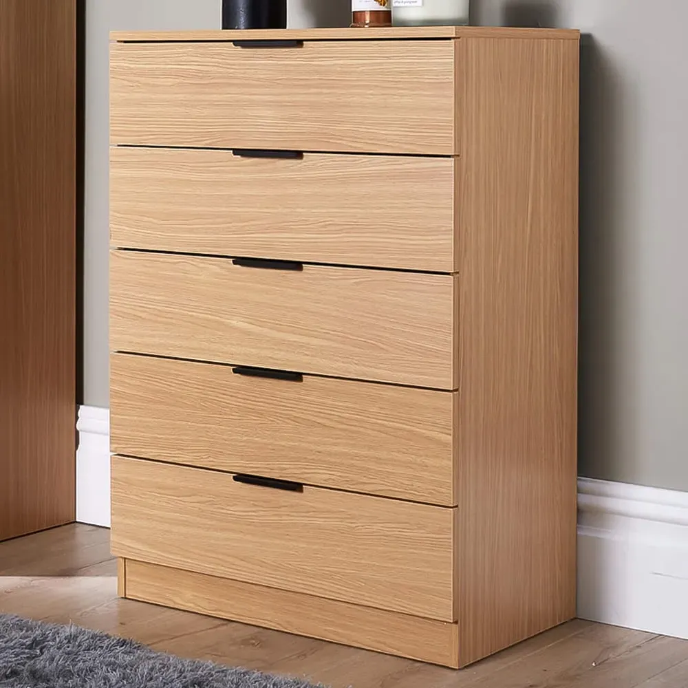 Phoenix 5 Drawer Chest of Drawers - Oak Effect
