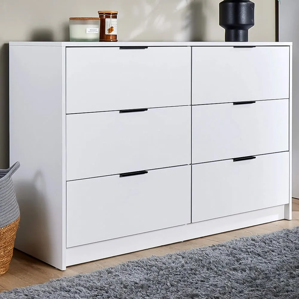 Phoenix 6 Drawer Chest of Drawers - White
