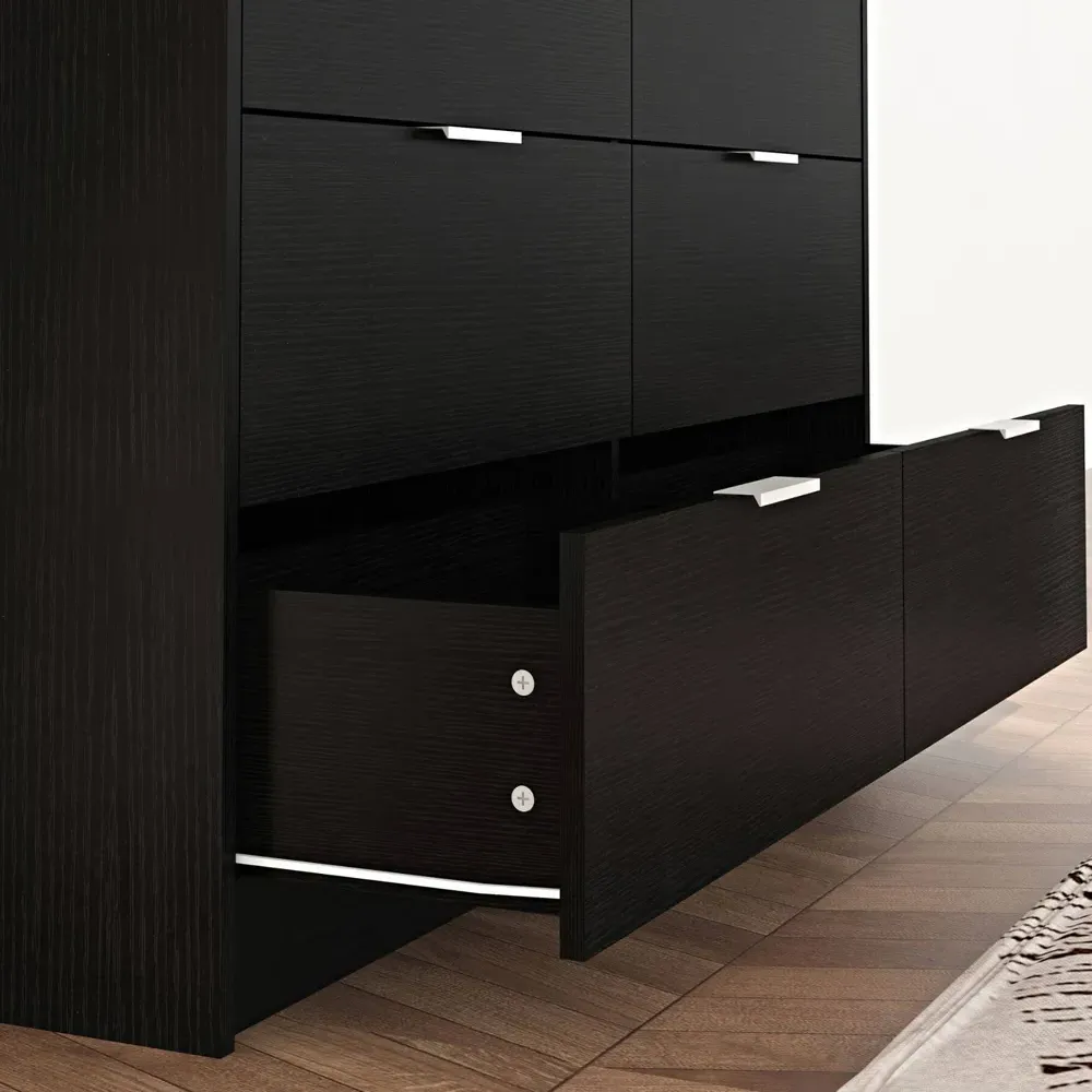 Phoenix 6 Drawer Wide Chest of Drawers - Black