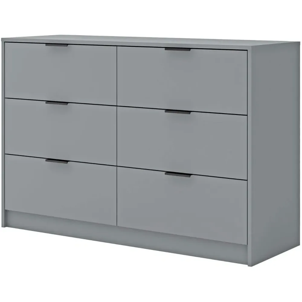 Phoenix 6 Drawer Wide Chest of Drawers - Grey