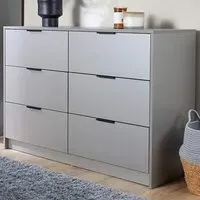 Phoenix 6 Drawer Wide Chest of Drawers - Grey