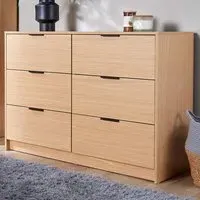 Phoenix 6 Drawer Wide Chest of Drawers - Oak