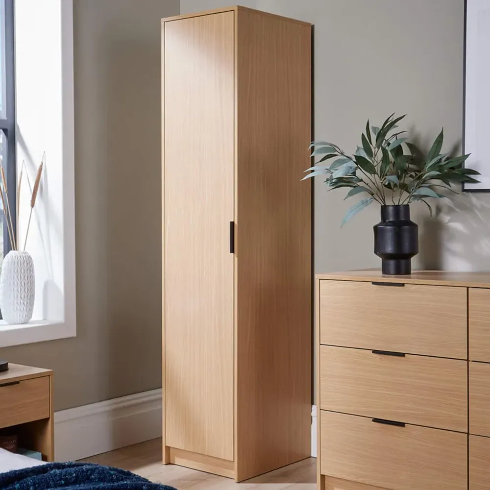 Phoenix Single Door Wardrobe - Brown, Oak
