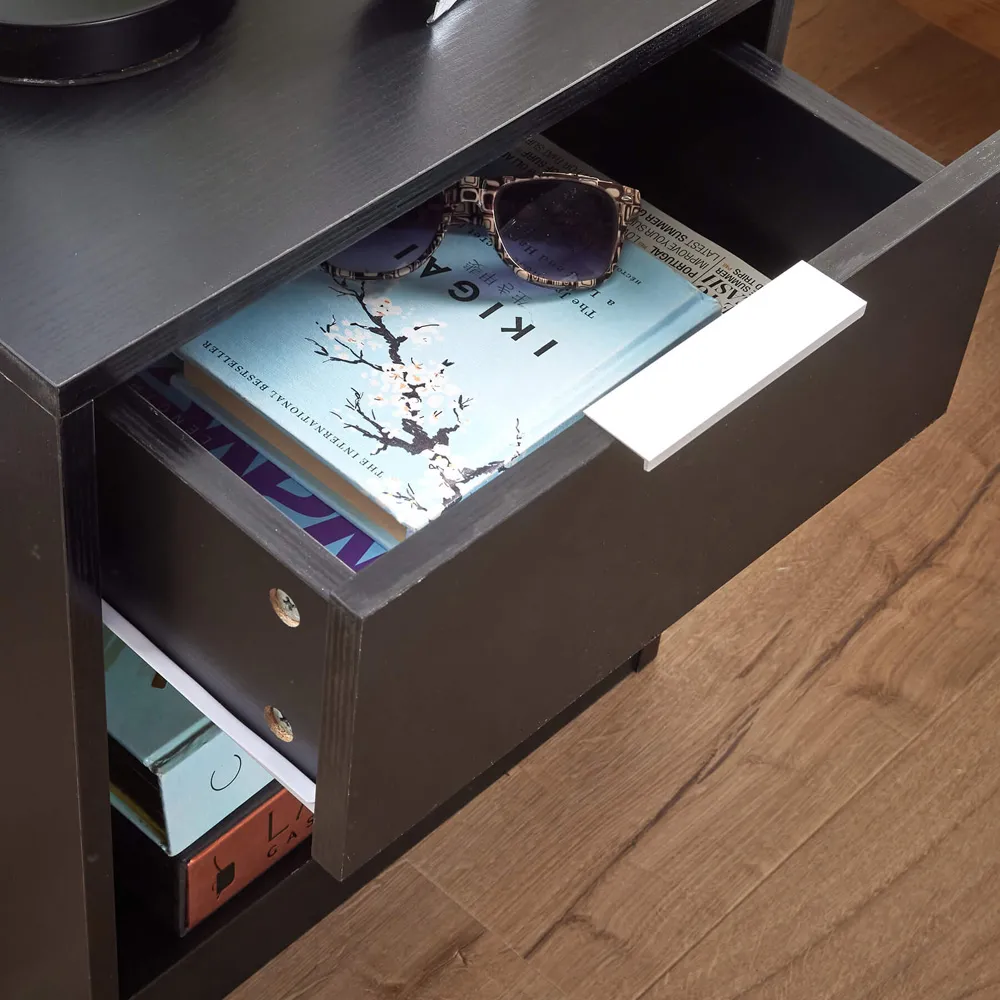 Phoenix Single Drawer Bedside Table - Black