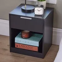 Phoenix Single Drawer Bedside Table - Black
