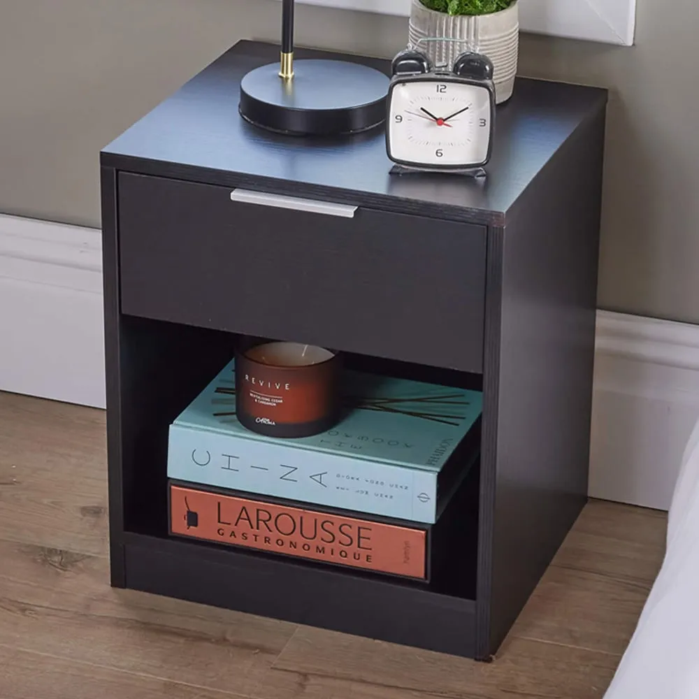 Phoenix Single Drawer Bedside Table - Black image