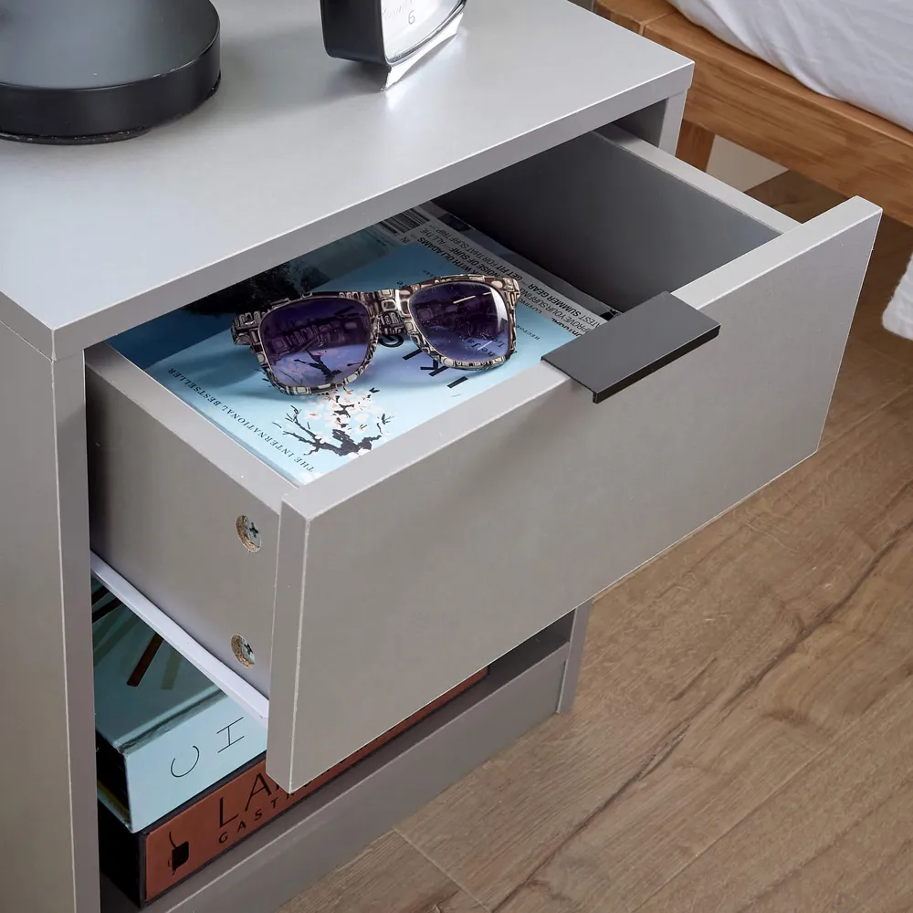 Phoenix Single Drawer Bedside Table - Grey