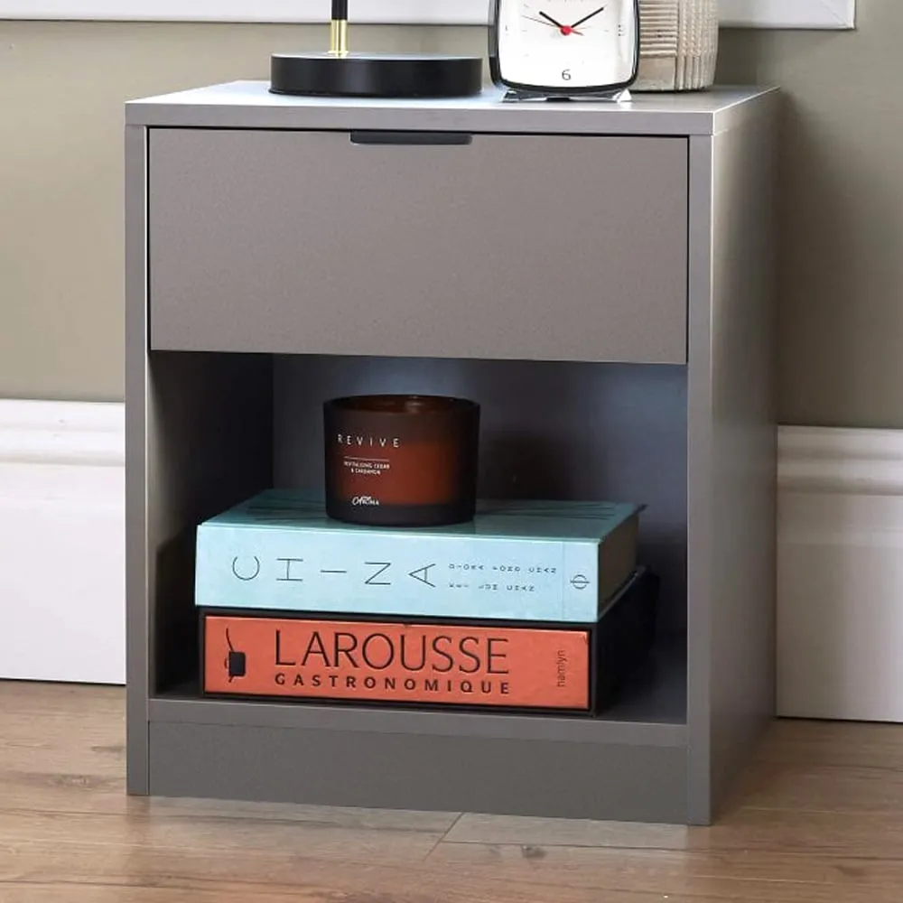 Phoenix Single Drawer Bedside Table - Grey