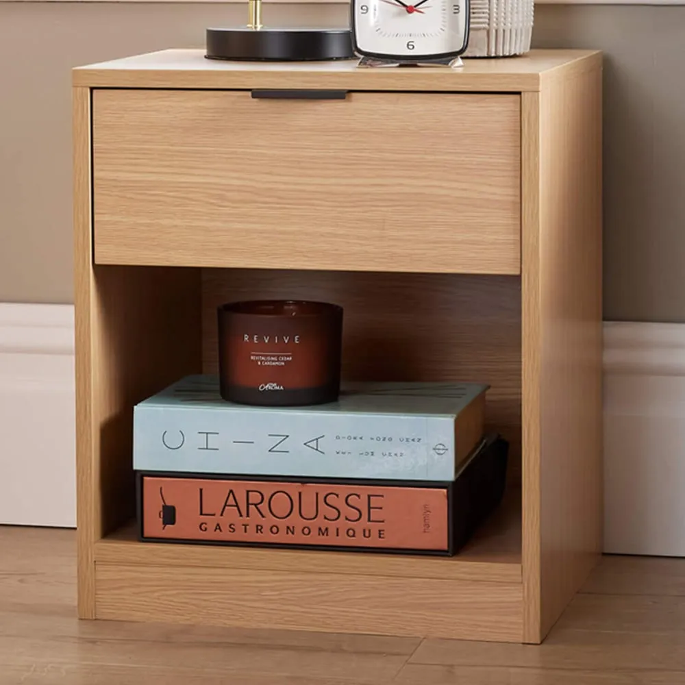 Phoenix Single Drawer Bedside Table - Oak