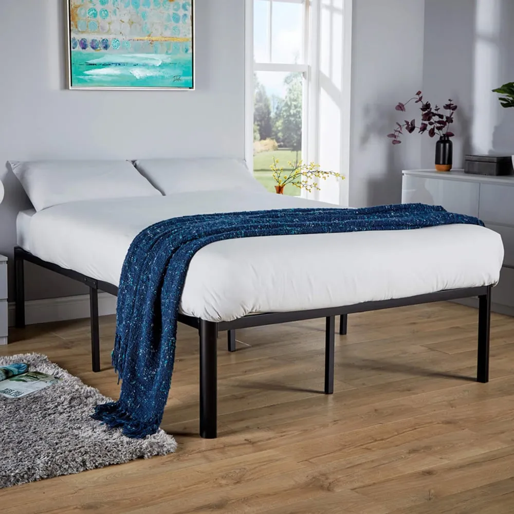 Podium Double Platform Bed Frame - Black, Metal