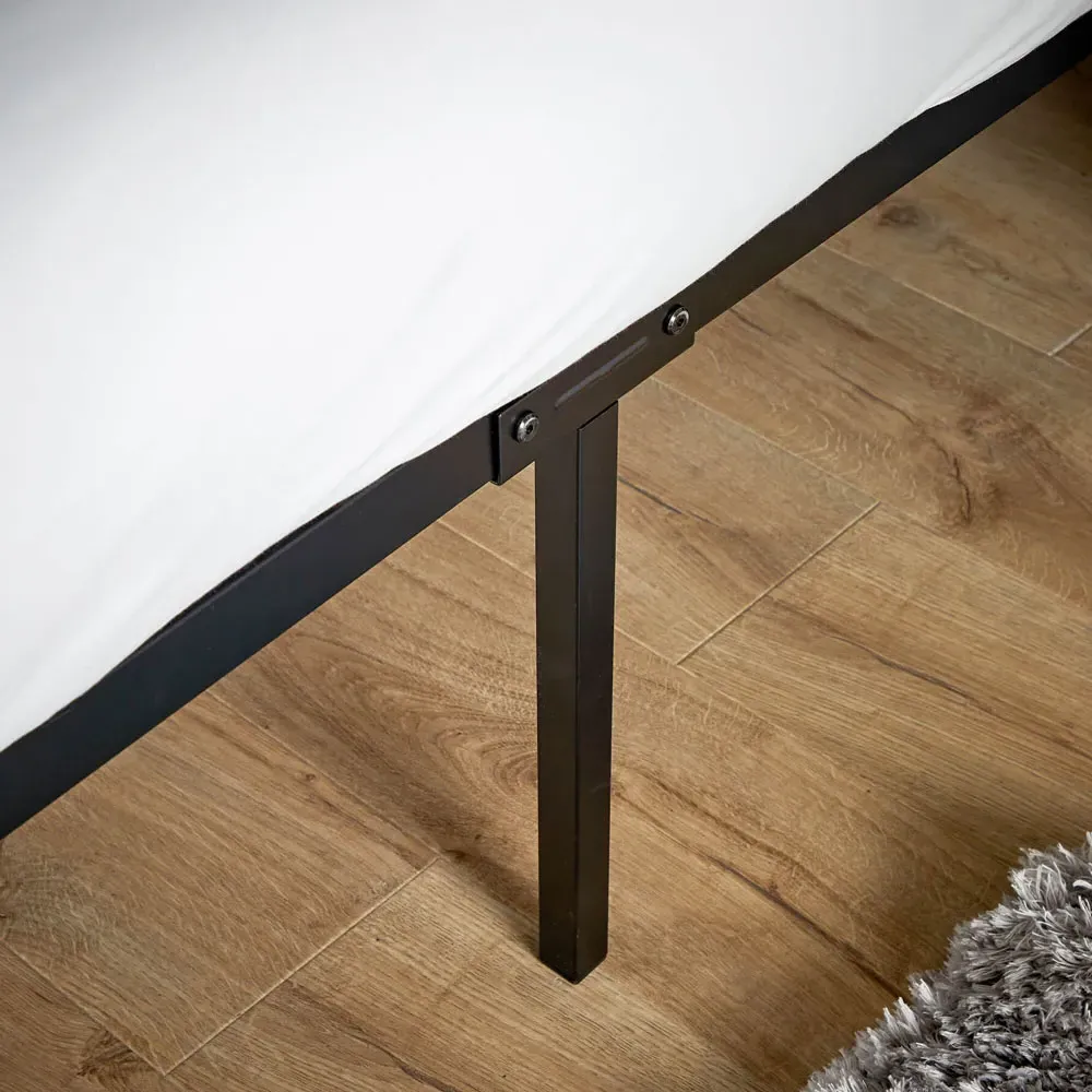 Podium Small Double Platform Bed Frame - Black, Metal