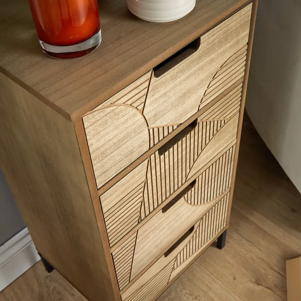 Reedham 4 Drawer Chest of Drawers - Light Brown, Wood