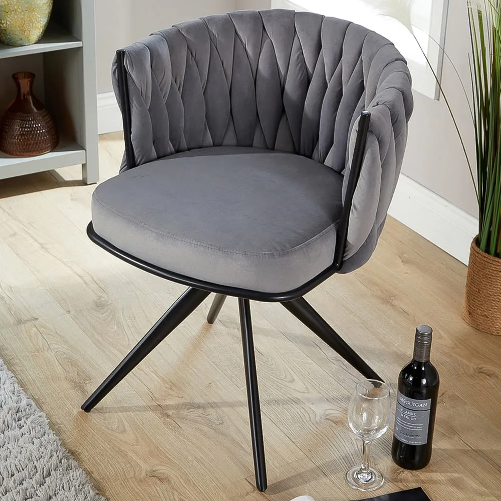 Reno Round Tufted Accent Chair - Grey, Velvet image