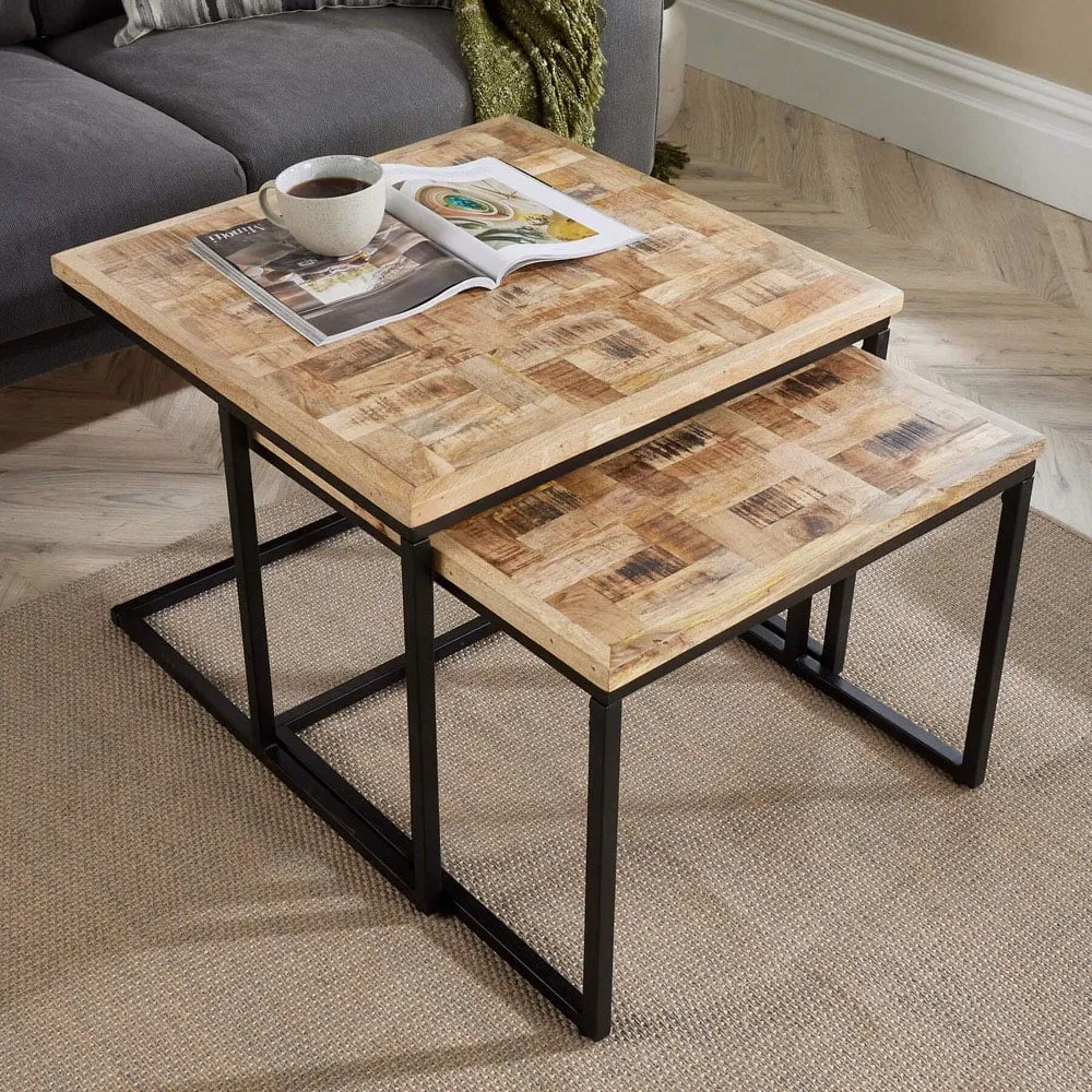 Reno Square Nest of Tables Set of 2 - Mango Wood
