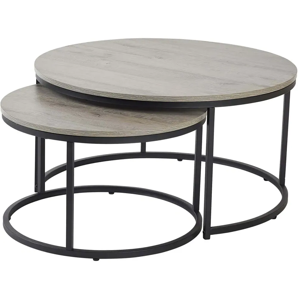 Round Nest of Tables Set of 2 - Grey