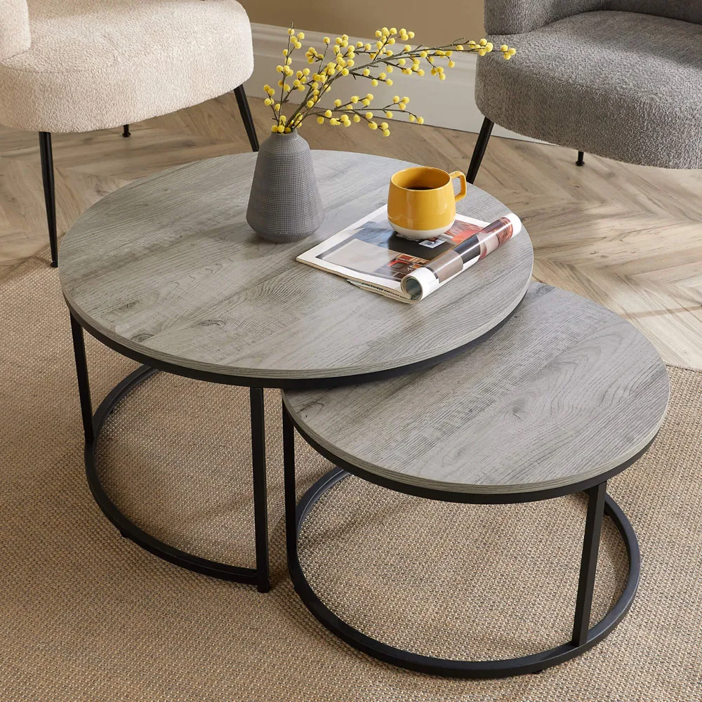 Round Nest of Tables Set of 2 - Grey