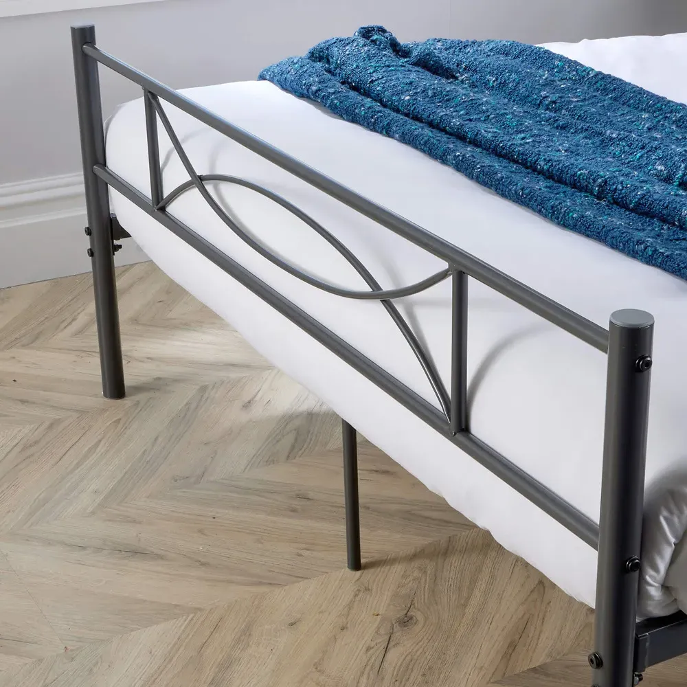 Saturn Small Double Bed Frame - Grey, Metal