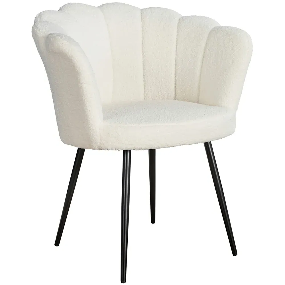 Scallop Accent Chair with Black Legs - White