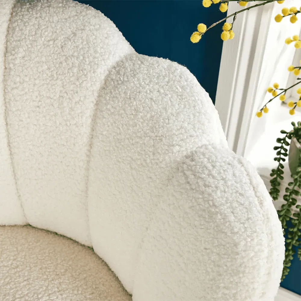 Scallop Accent Chair with Black Legs - White