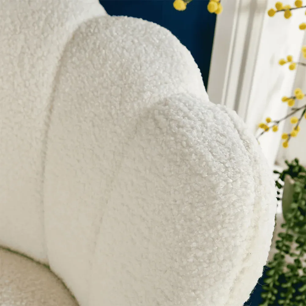 Scallop Accent Chair with Black Legs - White