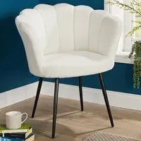 Scallop Accent Chair with Black Legs - White
