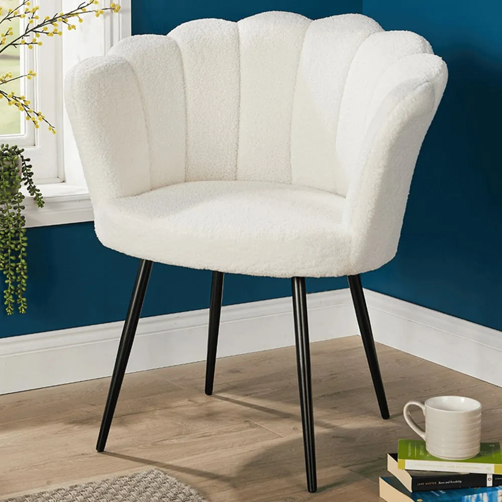 Scallop Accent Chair with Black Legs - White image