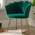 Scallop Chair with Gold Metal Legs - Emerald Green, Velvet