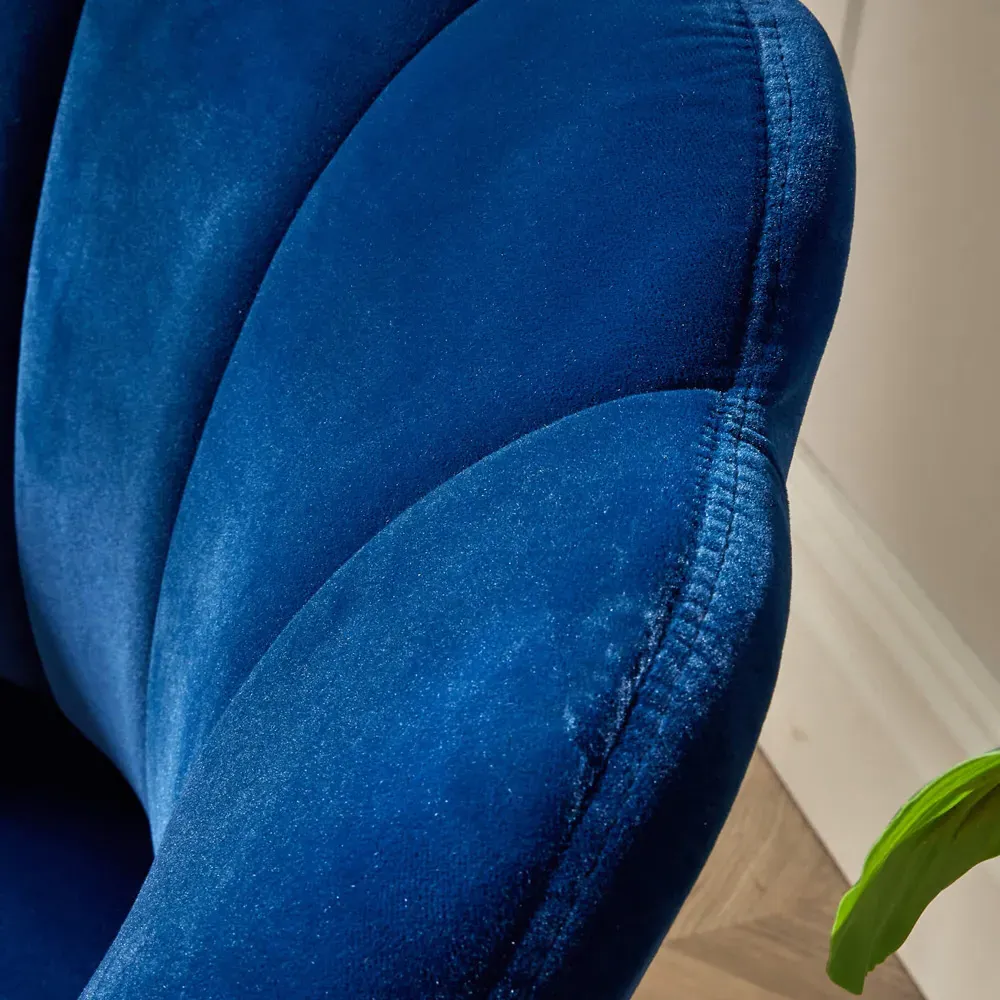 Scallop Chair with Gold Metal Legs - Navy Blue, Velvet