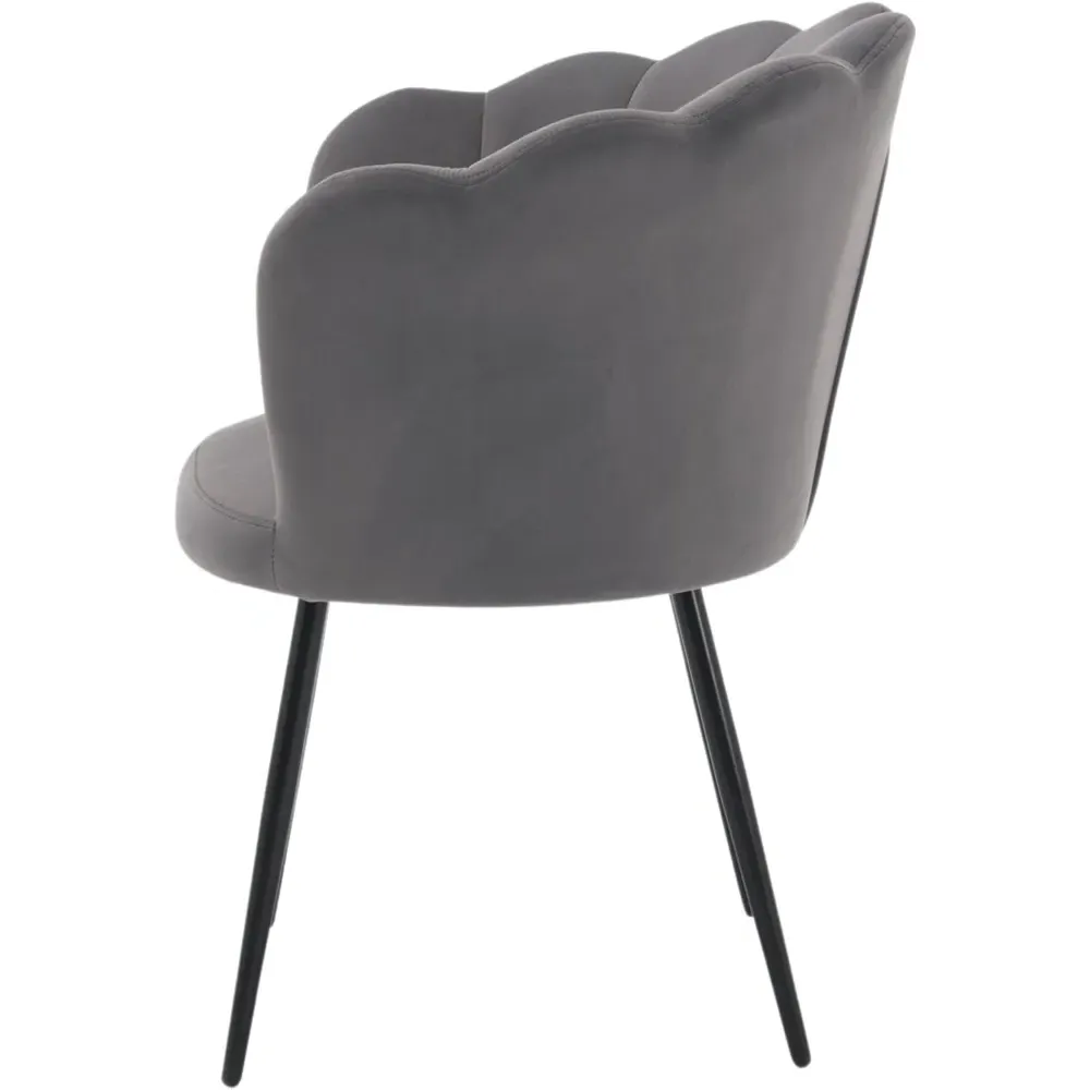 Scallop Chair with Metal Legs - Grey, Velvet