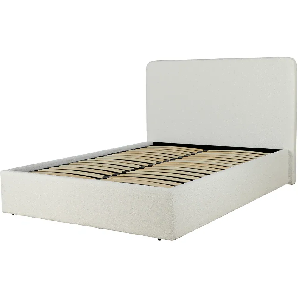 Serenity Double Ottoman Storage Bed with Gas Lift - White, Boucle