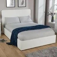 Serenity Small Double Ottoman Storage Bed with Gas Lift - White, Boucle