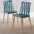 Set of 2 Slatted Back Dining Chairs - Teal, Metal