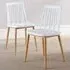 Set of 2 Slatted Back Dining Chairs - White, Metal