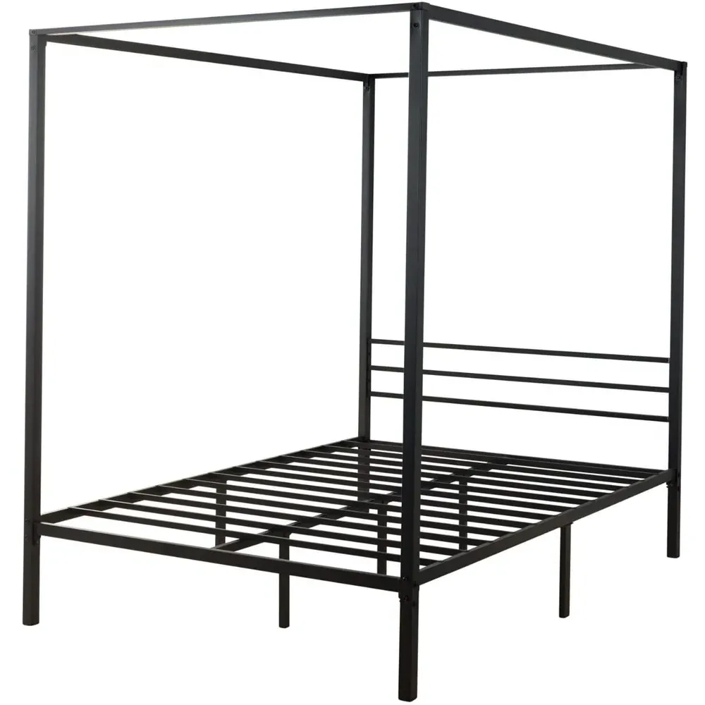 Sierra Double 4 Poster Bed Frame with Canopy - Black, Metal