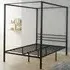 Sierra Double 4 Poster Bed Frame with Canopy - Black, Metal