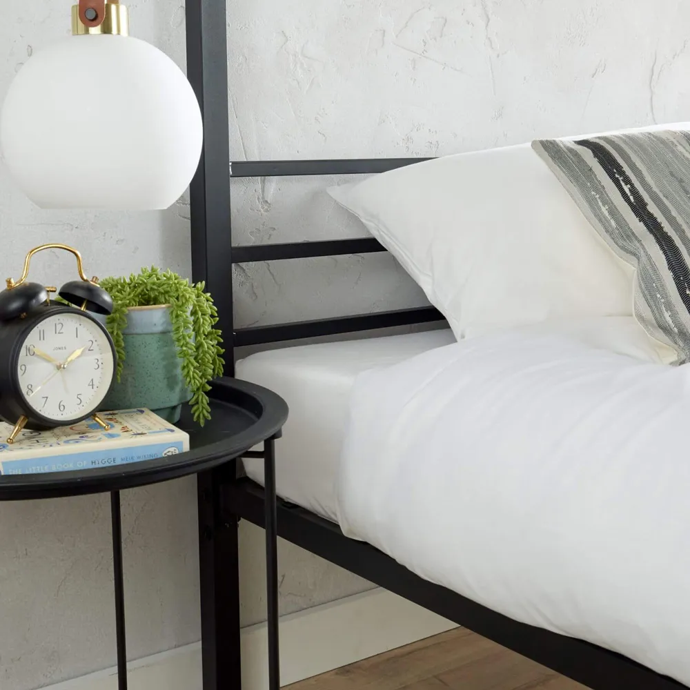 Sierra King Size 4 Poster Bed Frame with Canopy - Black, Metal